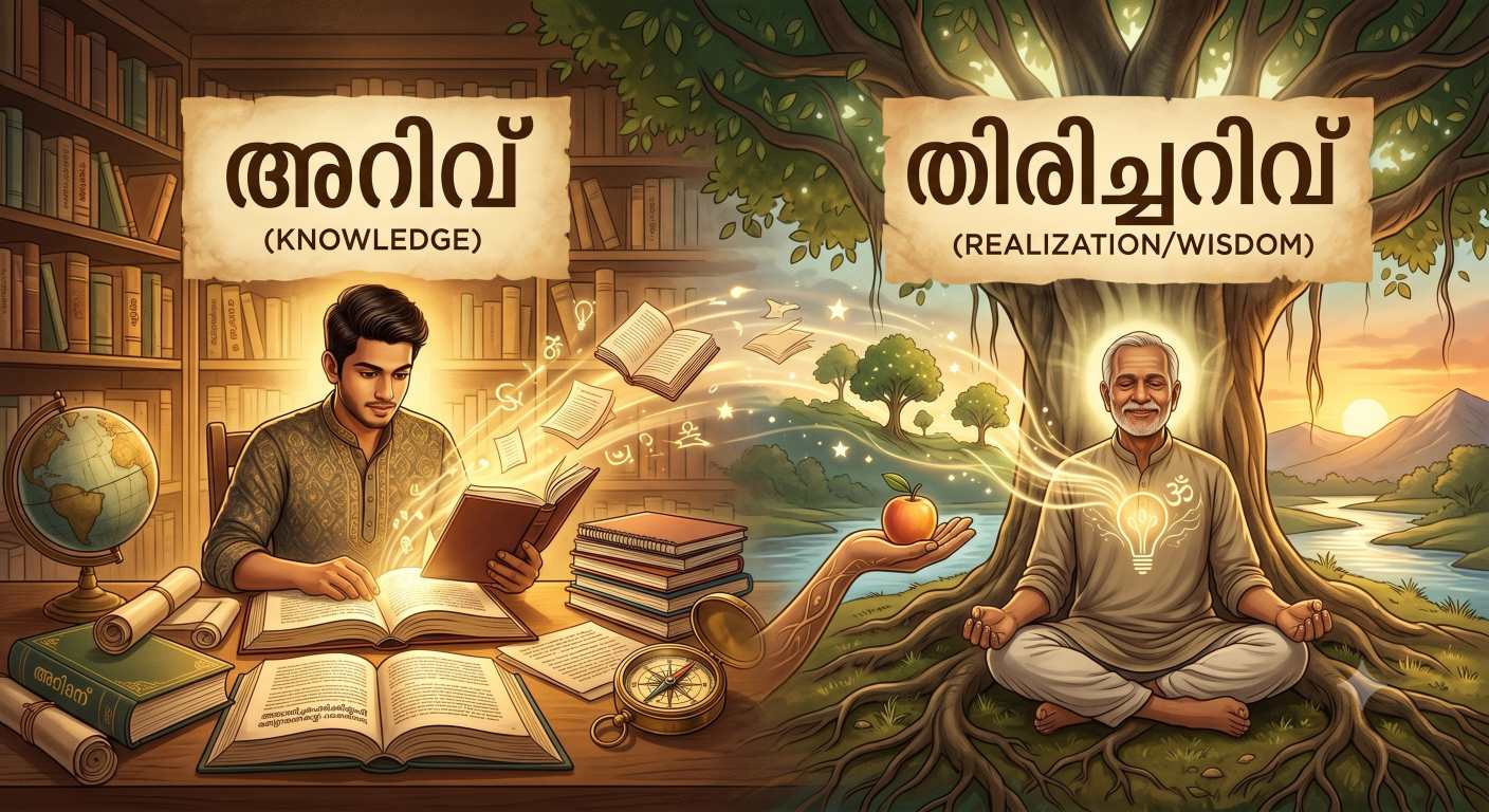 അറിവും (Knowledge) തിരിച്ചറിവും (Wisdom/Realization) തമ്മിലുള്ള വ്യത്യാസം